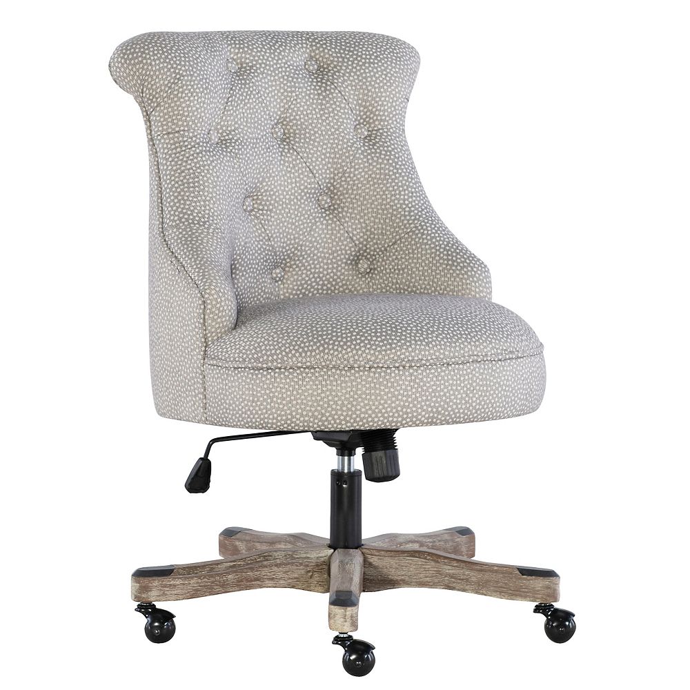 Linon Home Decor Office Chair in Light Grey with Grey Wash Wood Base