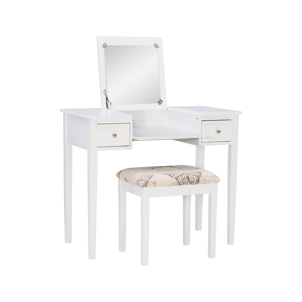 Linon Home Decor White Butterfly Vanity Set The Home Depot Canada