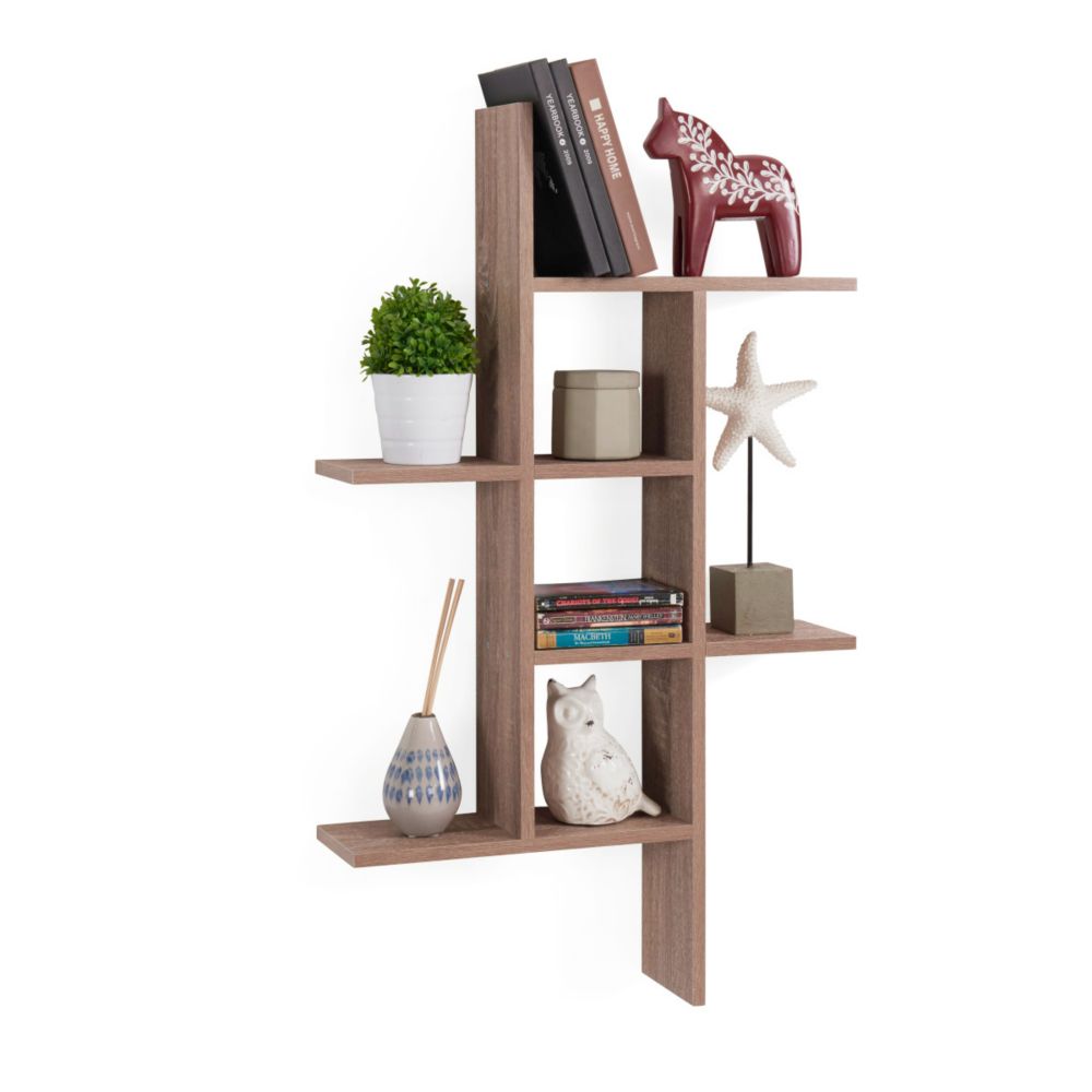 Danya B. Cantilever Weathered Oak MDF Floating Wall Shelf | The Home ...