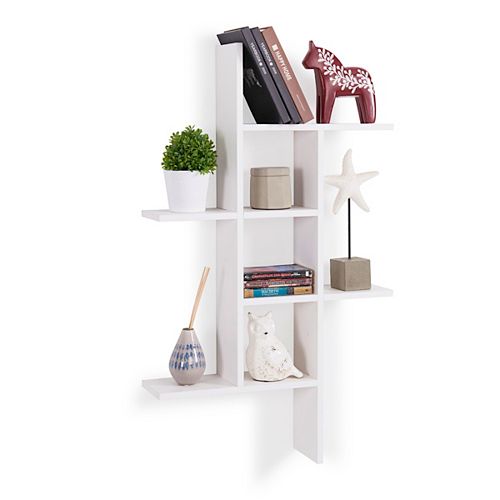 Danya B. Cantilever White MDF Floating Wall Shelf