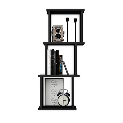 Danya B. Bauhaus Black MDF Wood 3 Cube Floating Wall Shelf