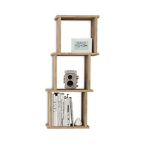 Danya B. Bauhaus Weathered Oak MDF Wood 3 Cube Floating Wall Shelf