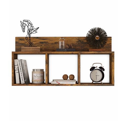 Porto Aged Pine Wood Laminate MDF Triple Cubbie Shelf