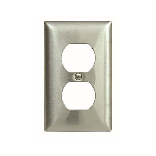 Hubbell Wiring 1-Gang Duplex Wall Plate, Stainless Steel