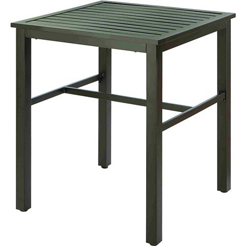 Hampton Bay Mix & Match Balcony Height Slat Patio Bistro Table in Black