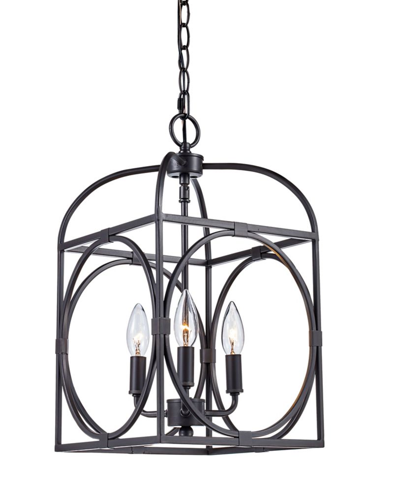 Bel Air Lighting Academy 3Light , 60 watt, Rubbed Oil Bronze Pendant