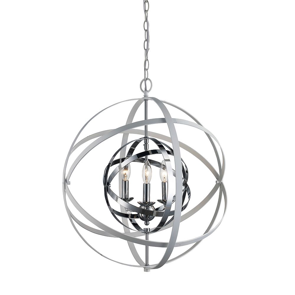 Bel Air Lighting Monrovia 3Light, Candelabra Base, White and Polished