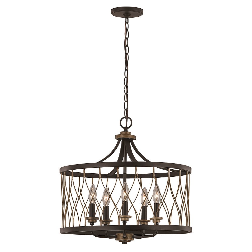 Bel Air Lighting Tahoe 5Light Rubbed Oil Bronze Pendant, E12 40W The