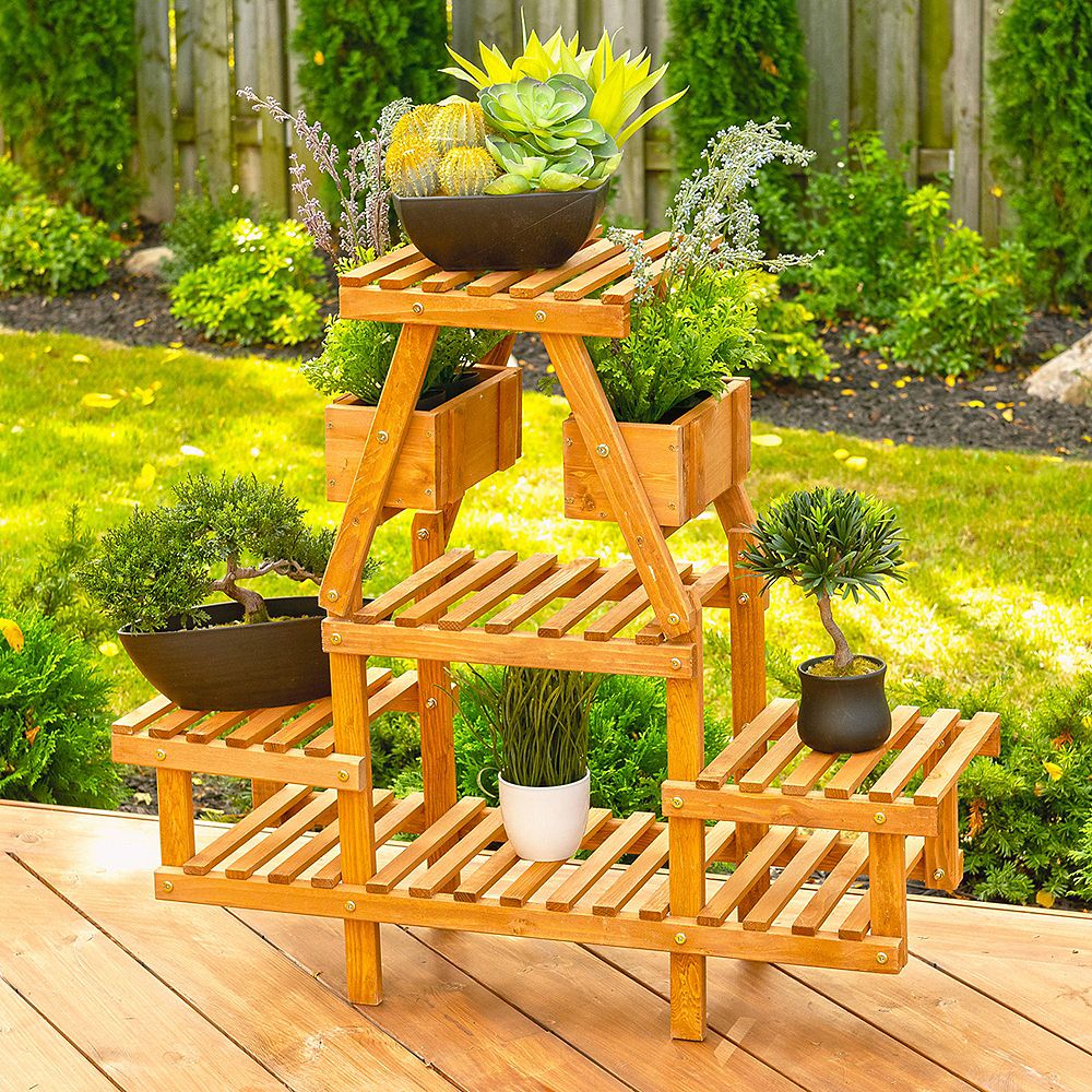 Leisure Season 4Tier Plant Stand With Pot Holders The Home Depot Canada