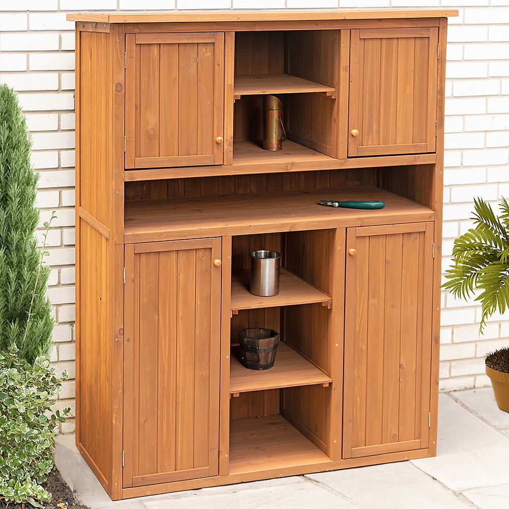 Leisure Season Tall Display And Hideaway Storage Cabinet The Home Depot Canada