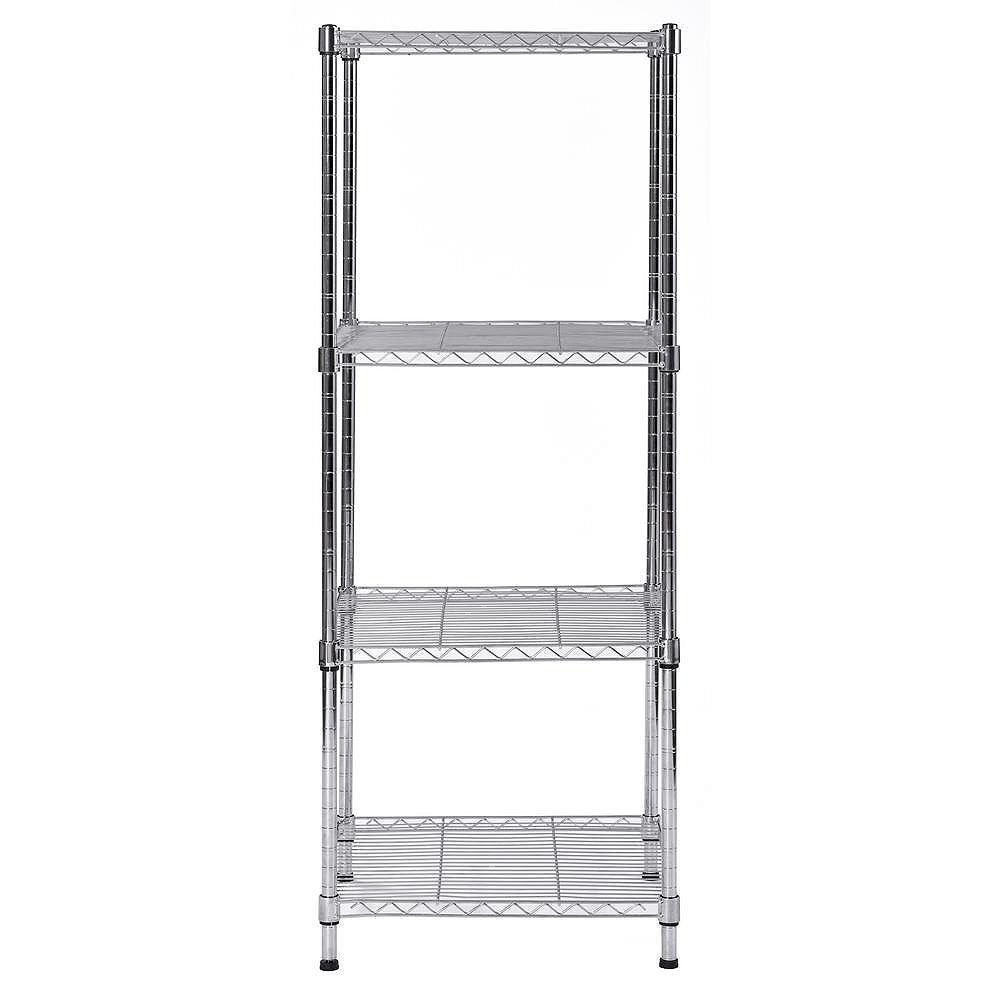 Muscle Rack 47 inch H x 18 inch W x 18 inch D 4Shelves Steel Wire Shelving Unit Chrome The