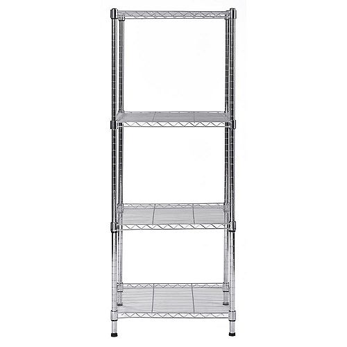 47 inch H x 18 inch W x 18 inch D 4-Shelves Steel Wire Shelving Unit Chrome