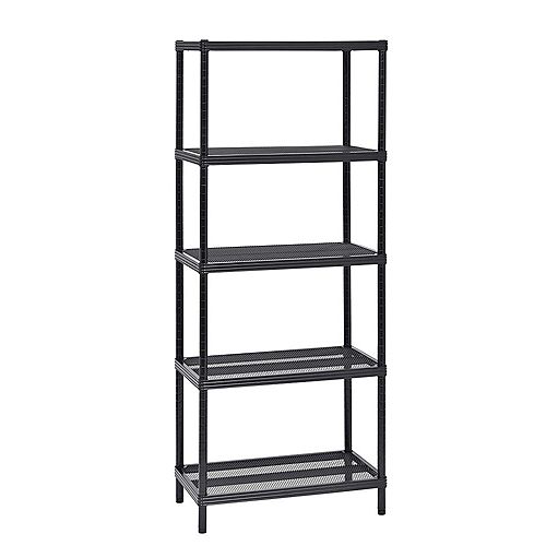 24 inch W x 59 inch H x 14 inch D 5-Tier Mesh Shelving Unit in Black