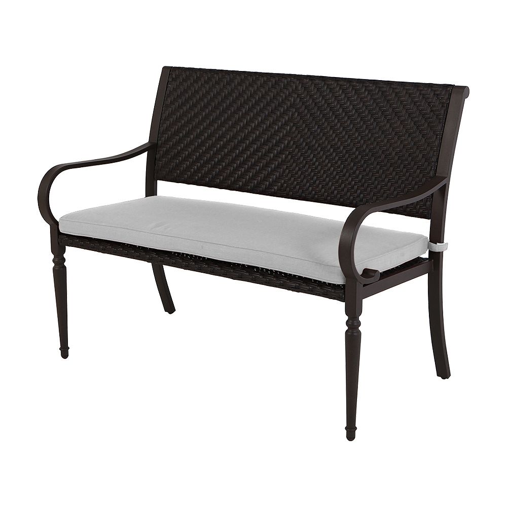 Hampton Bay Commack Wicker Patio Bench in Brown | The Home Depot Canada