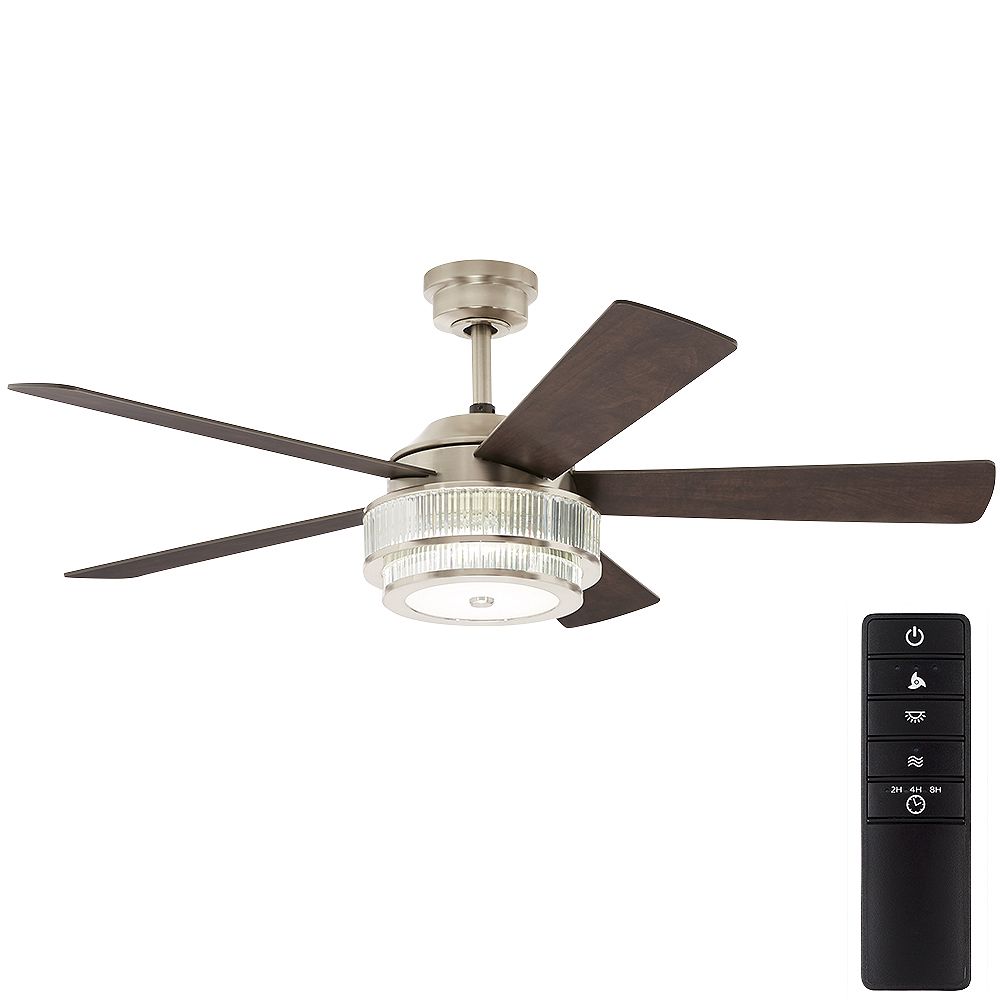 Home Decorators Collection Caldwell 52 Inch Brushed Nickel Ceiling Fan With Integrated Led The Home Depot Canada