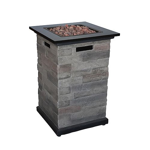 Hampton Bay 40K BTU Heat Output 304.2 sq. ft. Coverage Lightweight Faux-Stone Propane Fire Pit Column