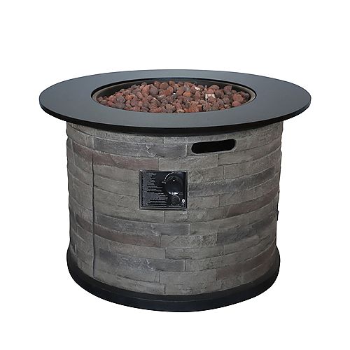 Hampton Bay 50K BTU Heat Output 304.2 sq. ft. Coverage Lightweight Faux-Stone Propane Fire Pit Chat Table