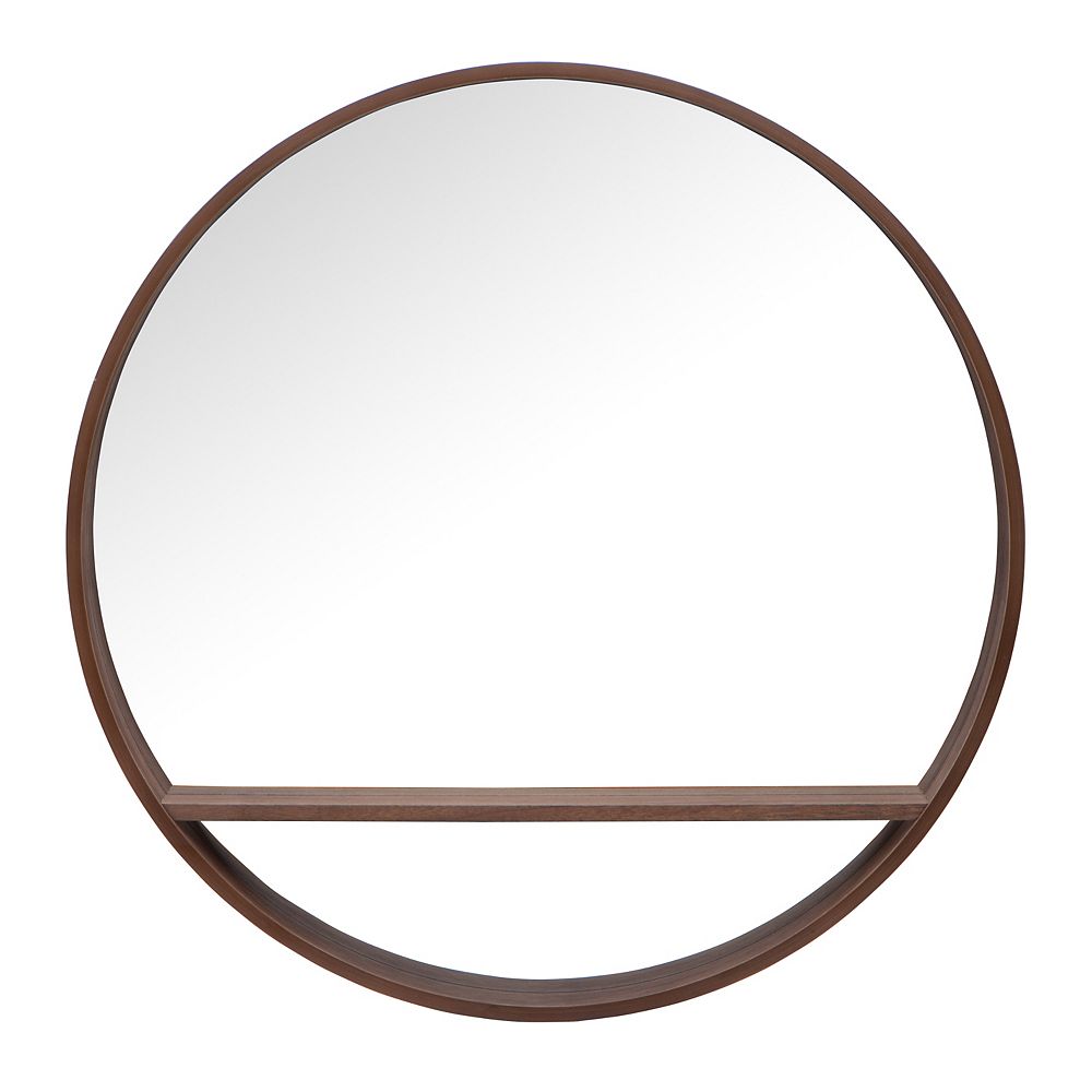 Home Decorators Collection 32 Inch Alex Round Shelf Mirror The Depot Canada 32 Inch Alex Round Shelf Mirror, Round Wood Mirror With Shelf