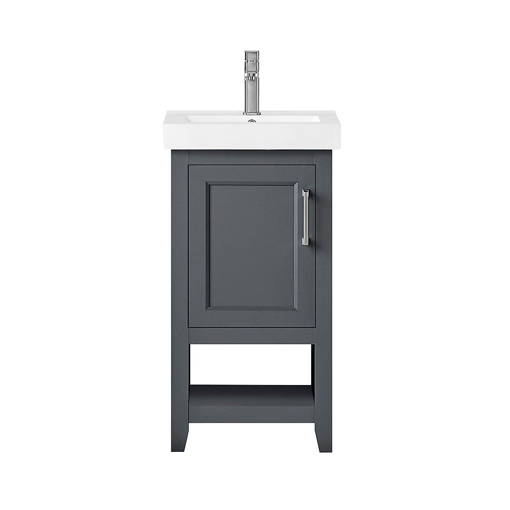 Ove Decors Southgate 18 Inch Dark Charcoal Vanity With One Piece White Ceramic Top And Bru The Home Depot Canada