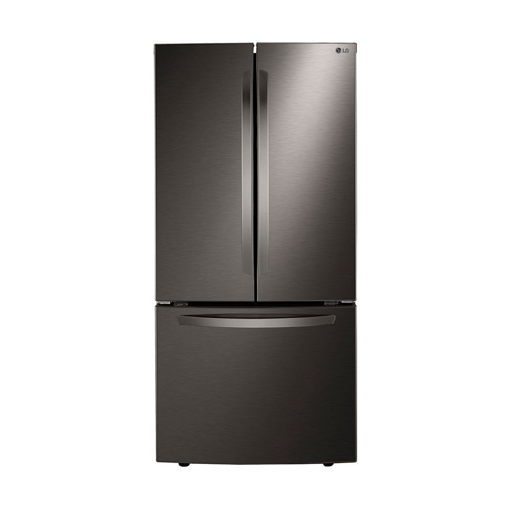 LG Electronics 33-inch W 25 cu. ft. French Door Refrigerator in Smudge 33 Inch Wide Black Stainless Steel Refrigerator