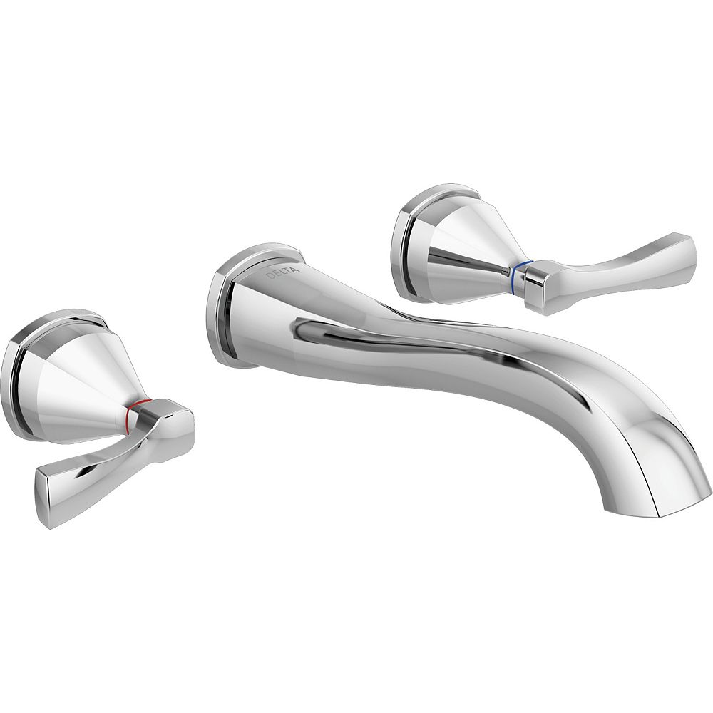 Delta Stryke 8 In Widespread Two Handle Wall Mount Bathroom Faucet In Chrome Valve Sold The Home Depot Canada