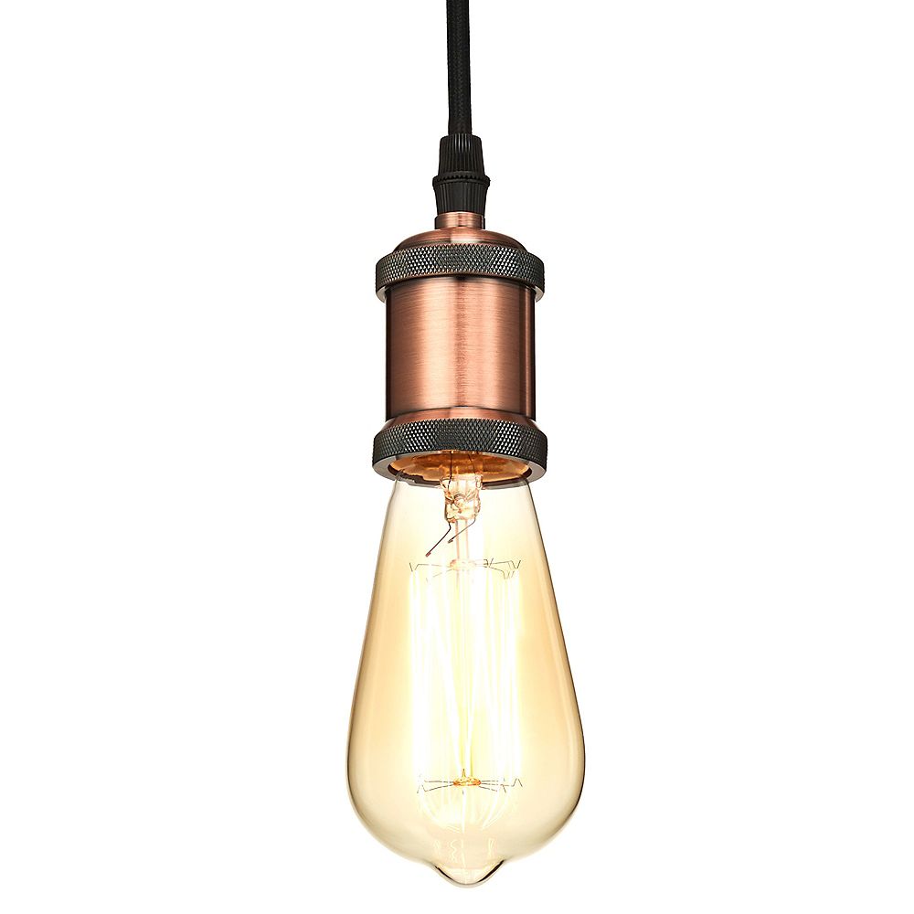 Home Luminaire 1Light Socket Pendant with 4.3 ft. Fabric Cord, Brushed