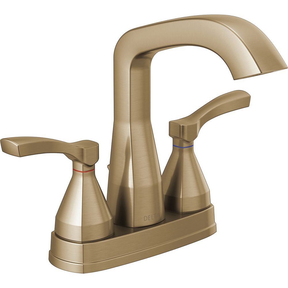 Delta Stryke 4 In Centerset Two Handle Bathroom Faucet With Pop Up Drain In Champagne Bro 4208