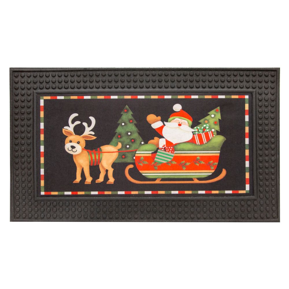 Home Accents Holiday 18inch x 30inch LED Rubber Door Mat with Festive