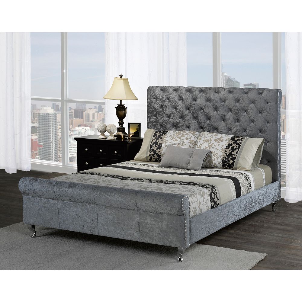 Brassex Inc. Victoria Queen Platform Bed, Silver The Home Depot Canada