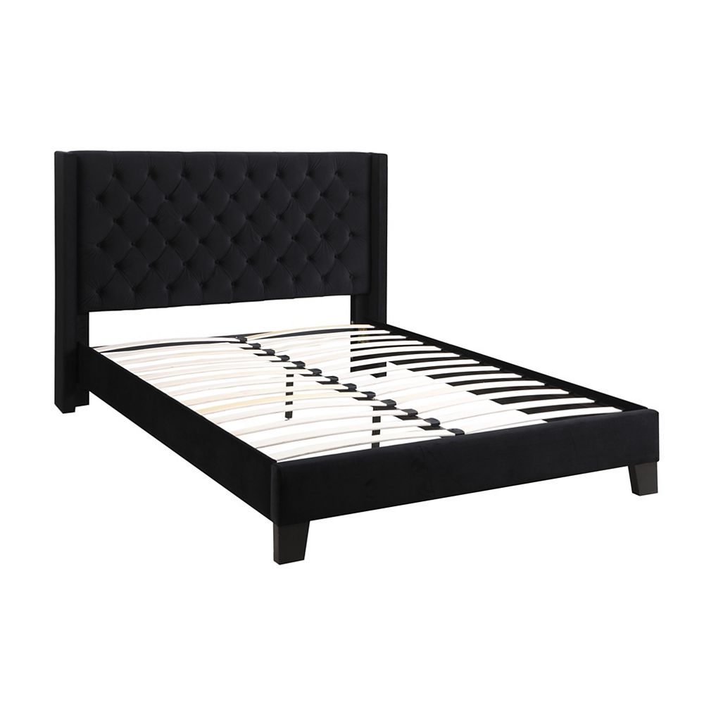 Brassex Inc Jia King Platform Bed Frame Black The Home Depot Canada