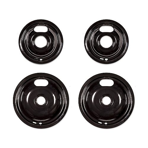 Universal Black Porcelain Drip Bowl for Electric Ranges (4-Pack)