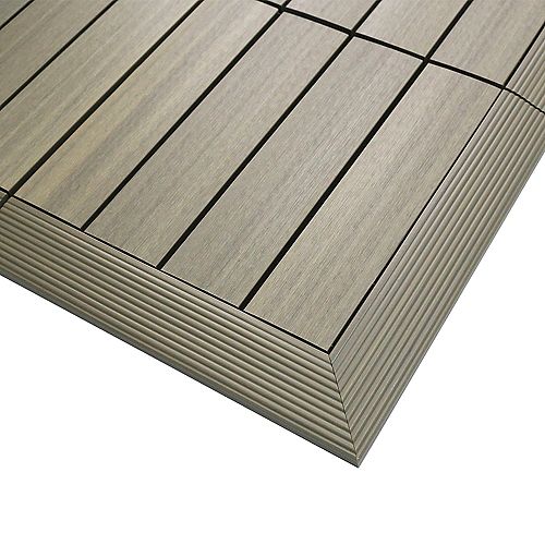 1/6 ft. x 1 ft. Quick Deck Composite Deck Tile Outside Corner Trim in Roman Antique (2-Pieces/Box)