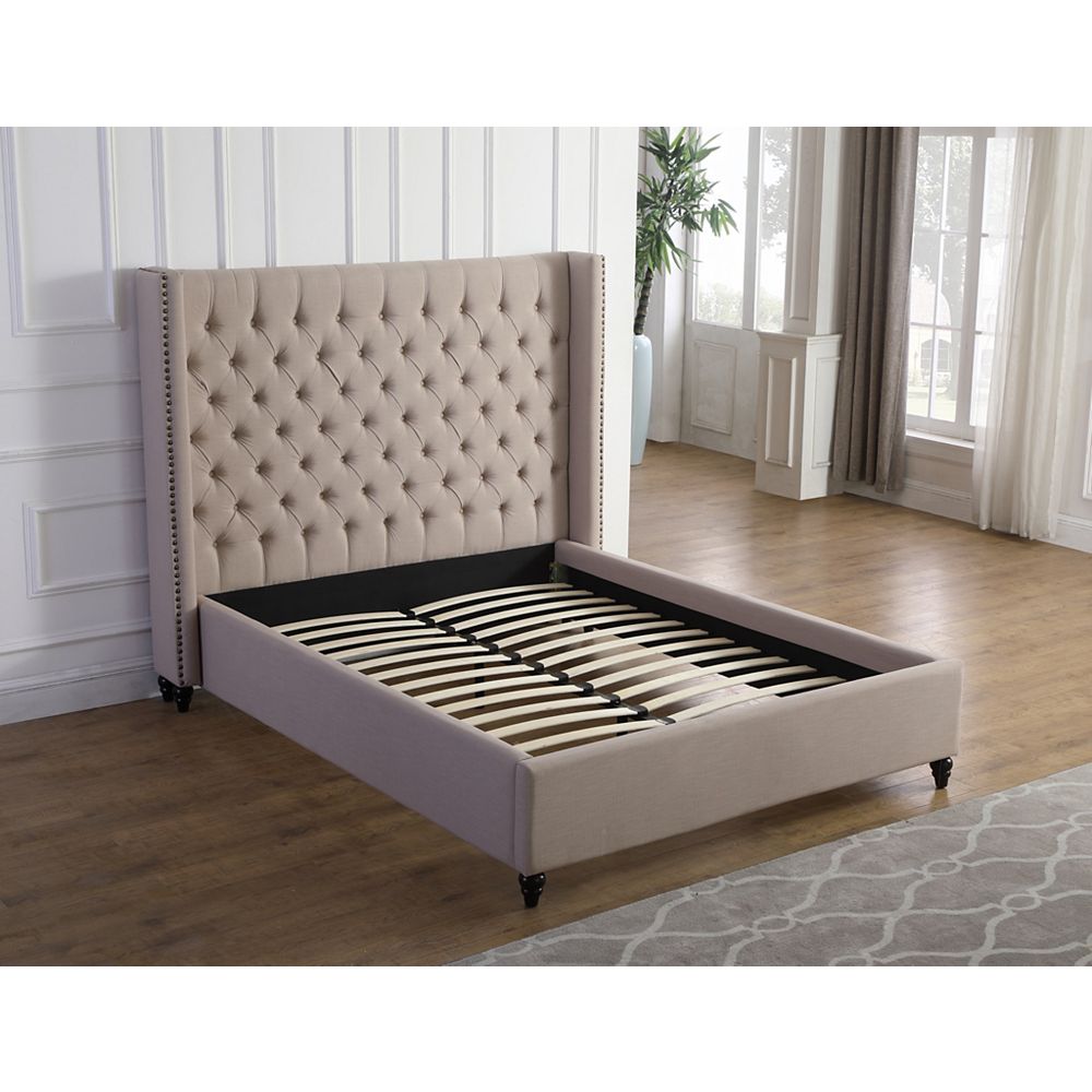 Brassex Inc. Queen Platform Bed, Beige The Home Depot Canada