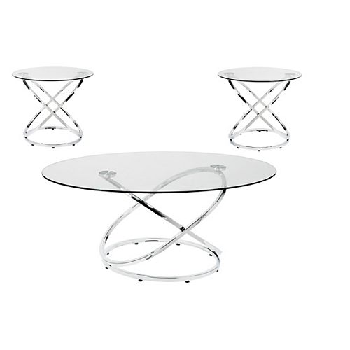 Mia 3-Piece Coffee Table Set, Silver