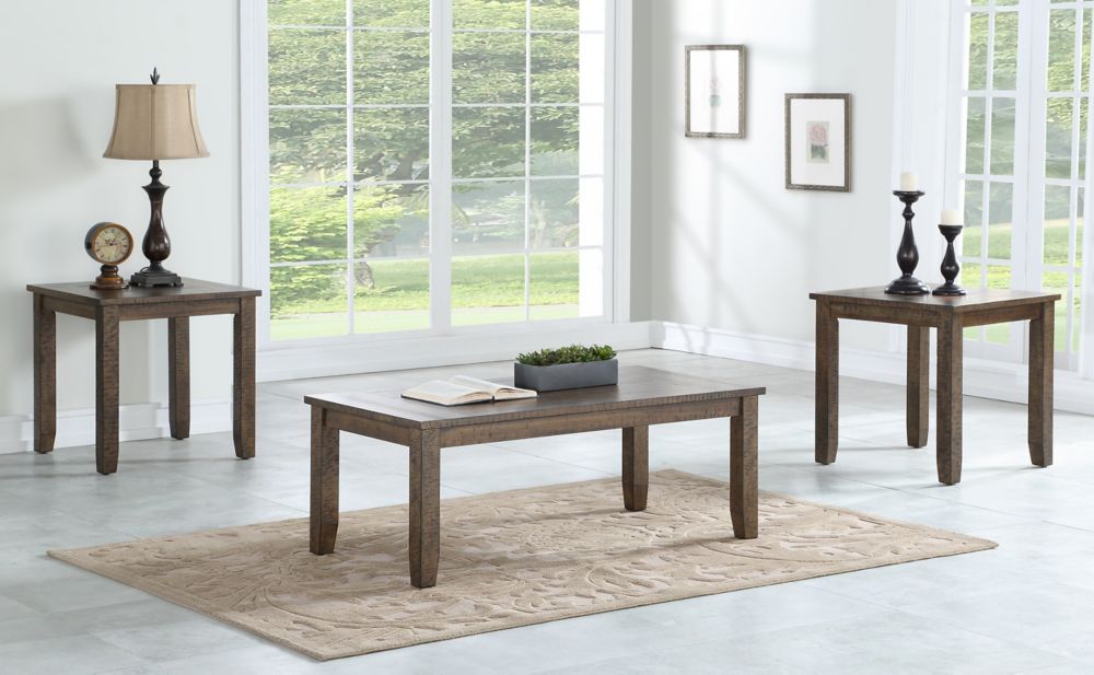Brassex Inc. Sebastian 3Piece Coffee Table Set, Walnut The Home