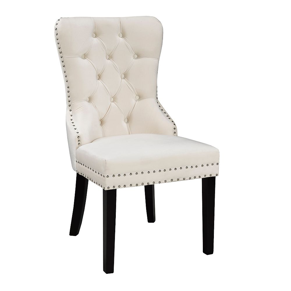Brassex Inc Verona Dining Chair With Nail Head Trim Cream The Home Depot Canada