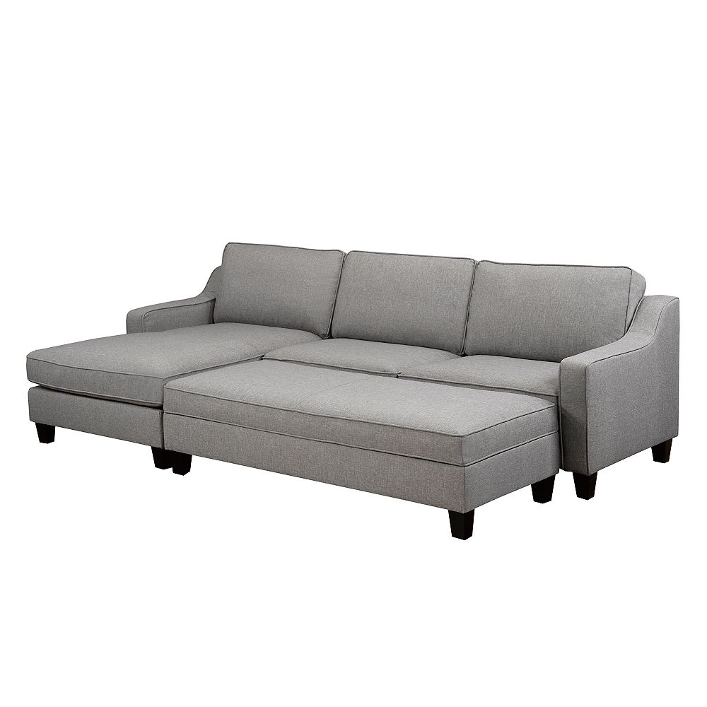 Brassex Inc. Mateo Sectional with Storage Ottoman, Grey The Home