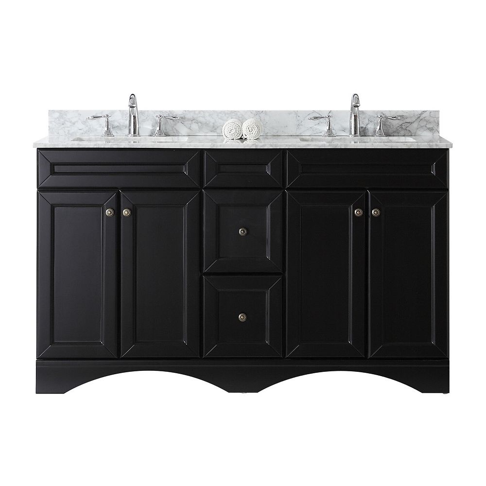 Virtu USA Talisa 60inch Double Vanity in Espresso with Marble Top