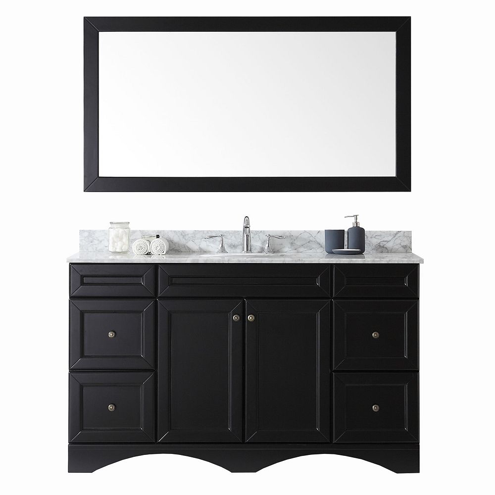 Virtu USA Talisa 60inch Single Vanity in Espresso with Marble Top