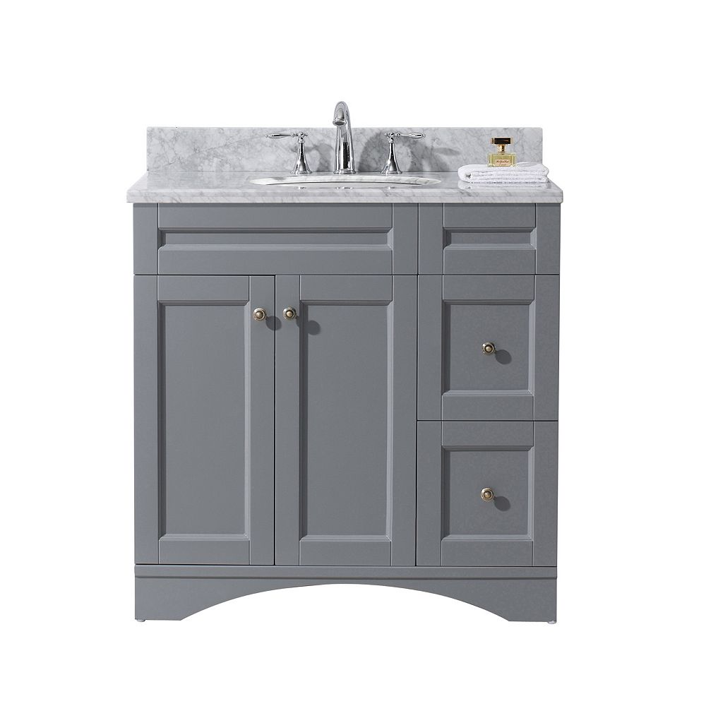 Virtu Usa Elise 36 Inch Single Vanity In Grey With Marble Top Virtu Usa Elise 36 Inch Single Vanity In Grey With Marble Top