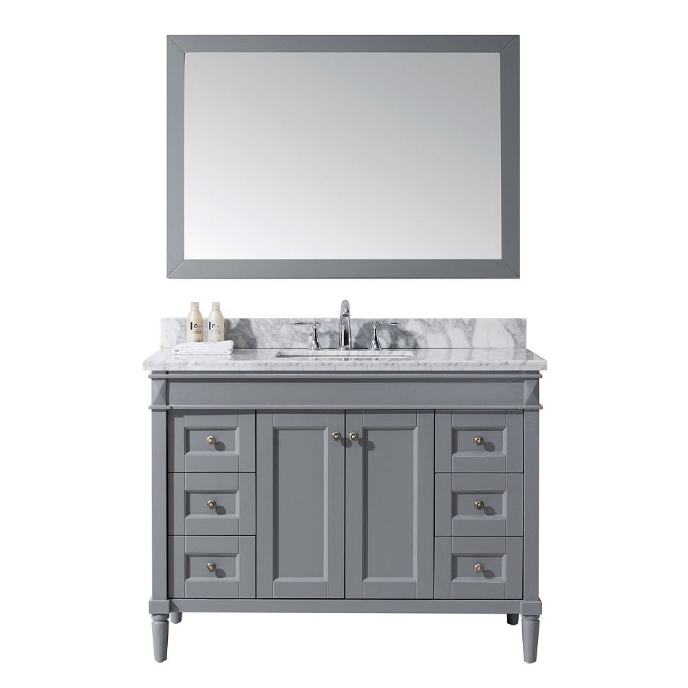 Virtu Usa Tiffany 48 Inch Single Vanity In Grey With Marble Top Virtu Usa Tiffany 48 Inch Single Vanity In Grey With Marble Top