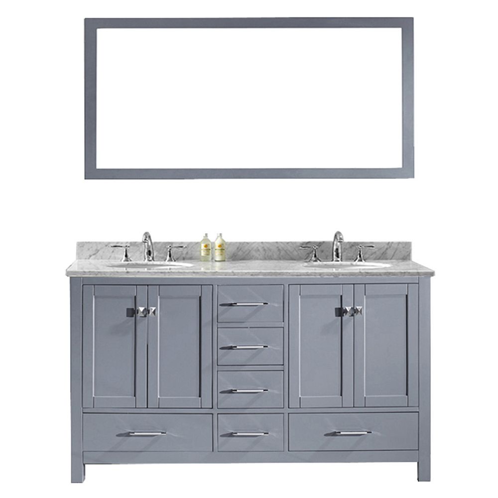 Virtu USA Caroline Avenue 60inch Double Vanity in Grey