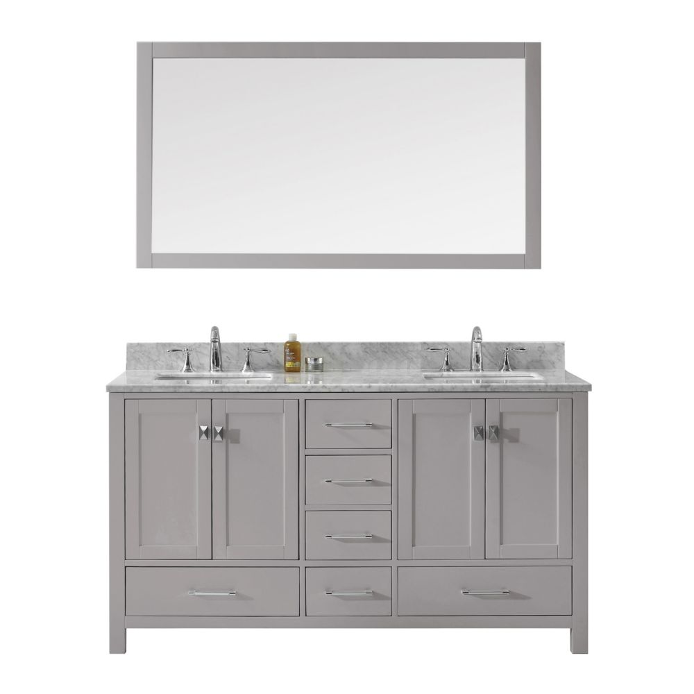 Virtu USA Caroline Avenue 60inch Double Vanity in Cashmere Grey with