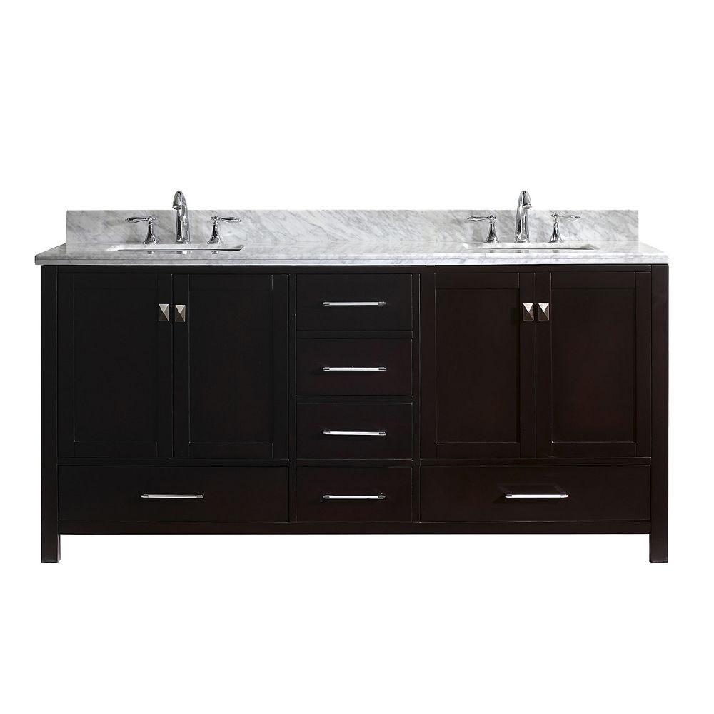 Virtu USA Caroline Avenue 72inch Double Vanity in Espresso with Marble