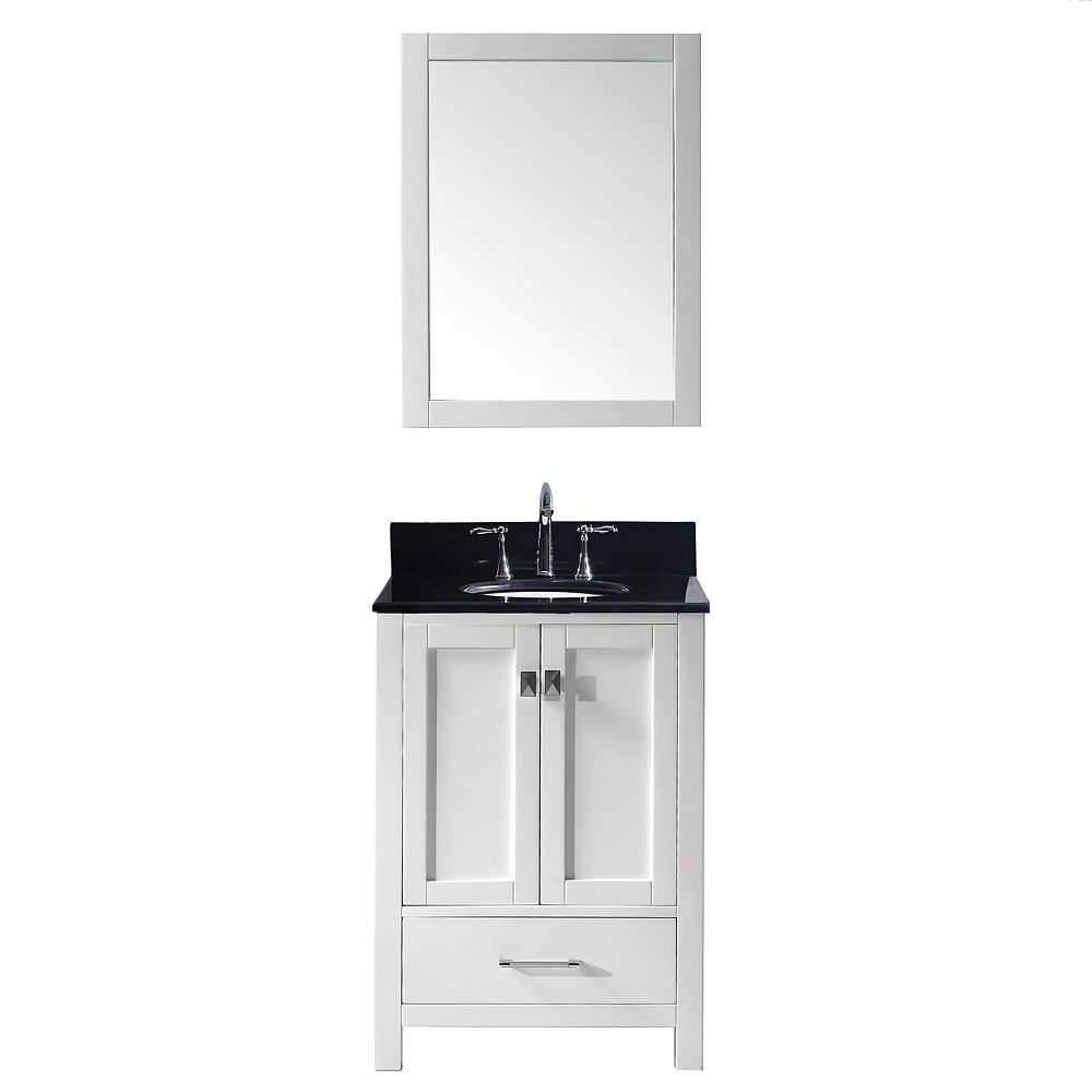 Virtu Usa Caroline Avenue 24 Inch Single Vanity In White With Granite Top