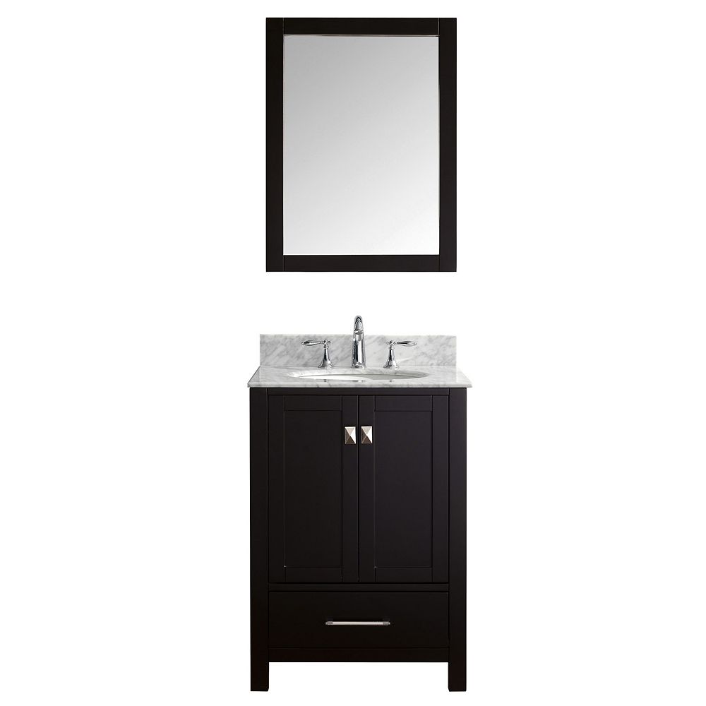 Virtu Usa Caroline Avenue 24 Inch Single Vanity In Espresso With Marble Top Round Sink M 