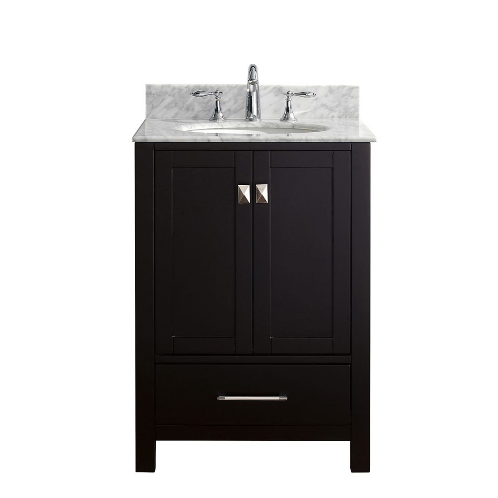 Virtu USA Caroline Avenue 24inch Single Vanity in Espresso with Marble