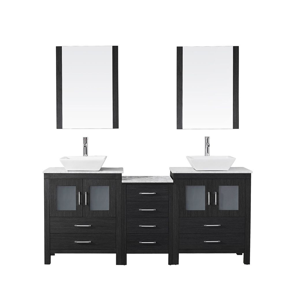 Virtu Usa Dior 66 Inch Double Vanity In Zebra Grey With Marble Top Virtu Usa Dior 66 Inch Double Vanity In Zebra Grey With Marble Top