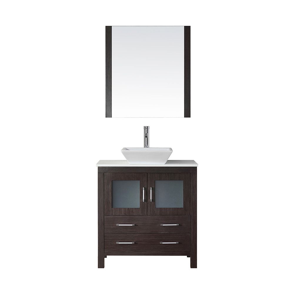 Virtu Usa Dior 32 Inch Single Vanity In Espresso With Stone Top