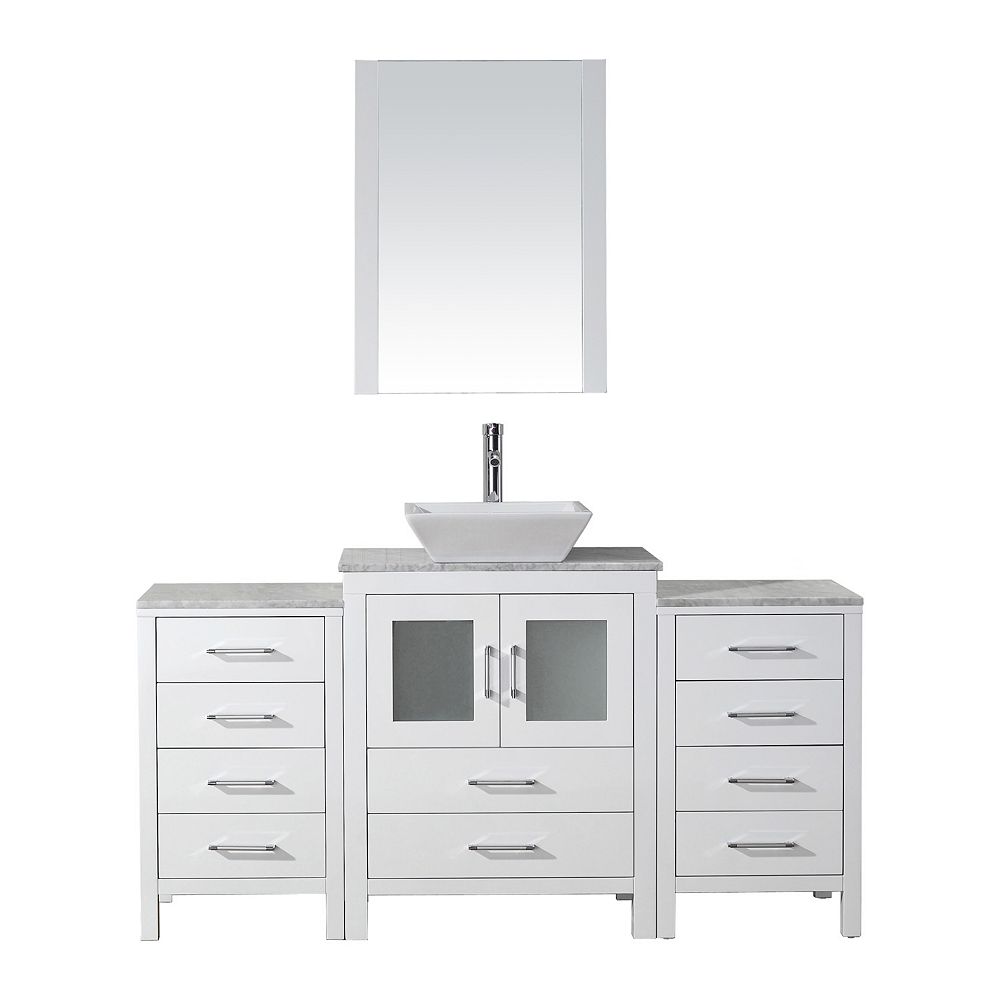 Virtu Usa Dior 64 Inch Single Vanity In White With Marble Top